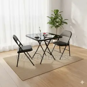 70x70cm Black Table With 2 Chairs