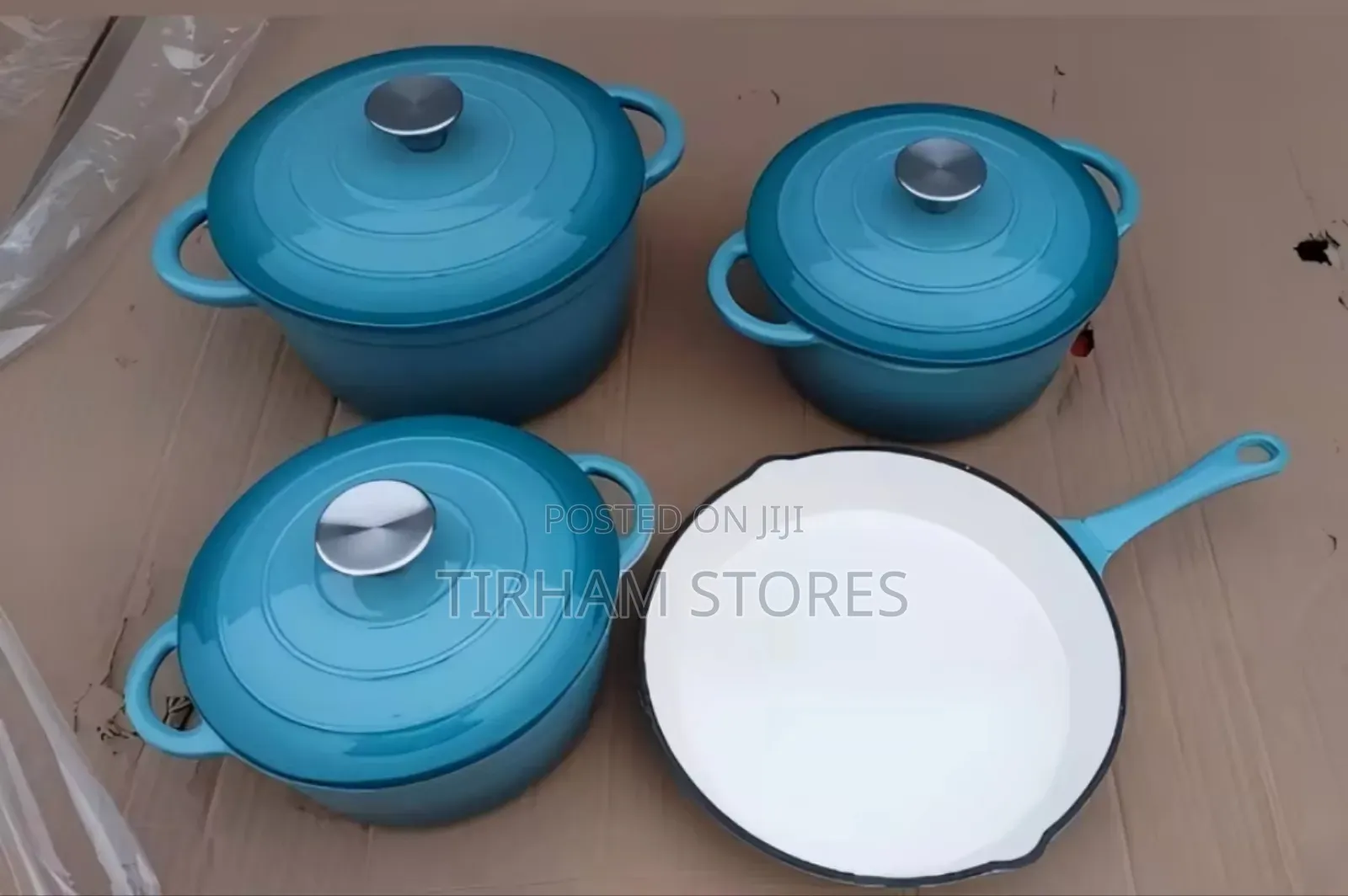 Enamel Cast Iron Pots of 4
