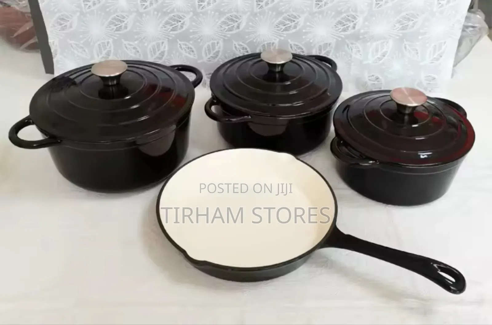 Enamel Cast Iron Pots of 4