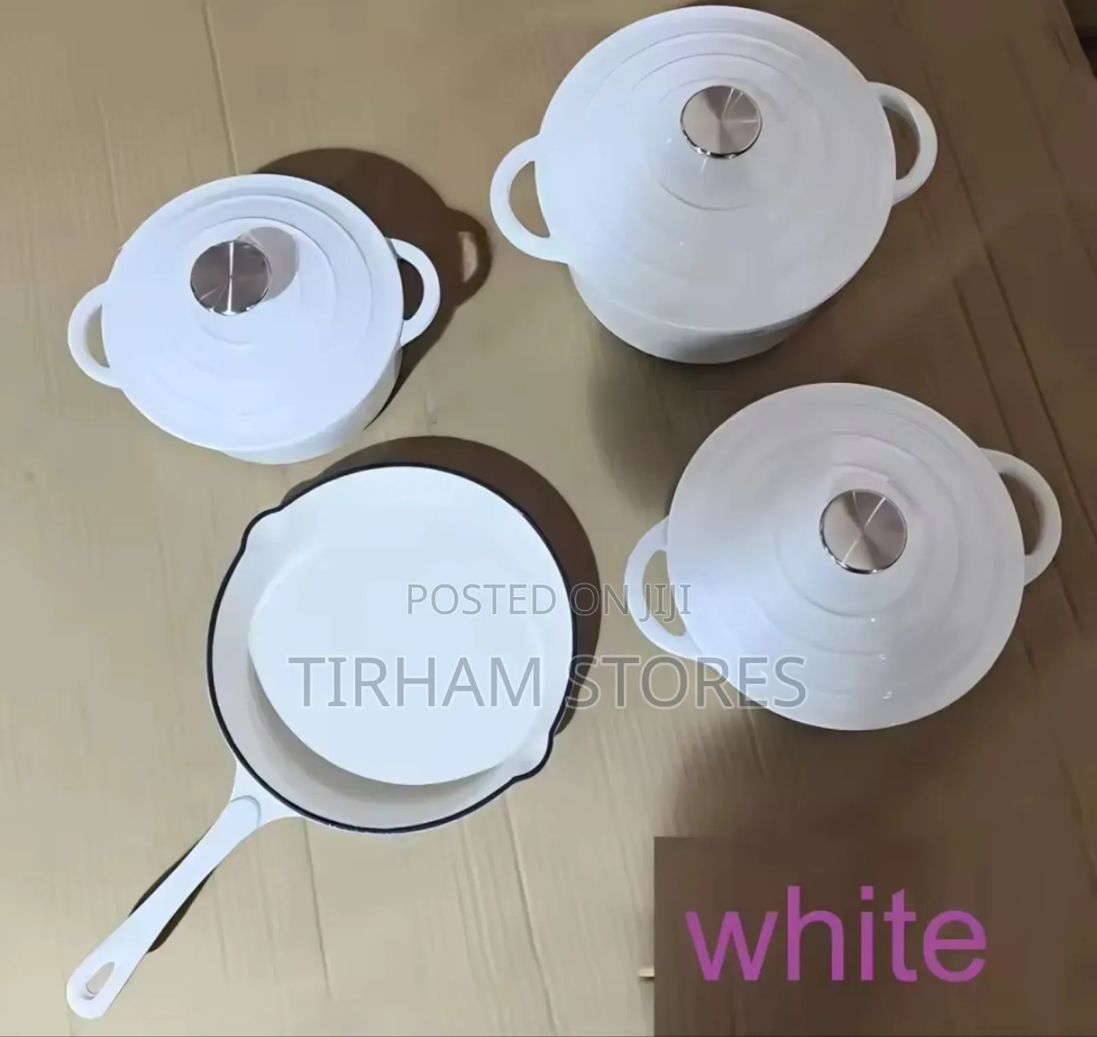 Enamel Cast Iron Pots of 4