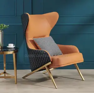 Modern Luxury Leather Sofa Chair Stainless Steel Chair