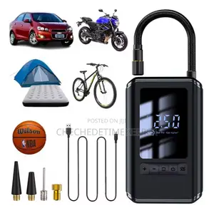 Portable Wireless Car Air Pump Usb Rechargeable Led Light Electric