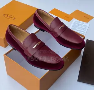 Tods Wine Color and Black Color Suede Classic Shoe