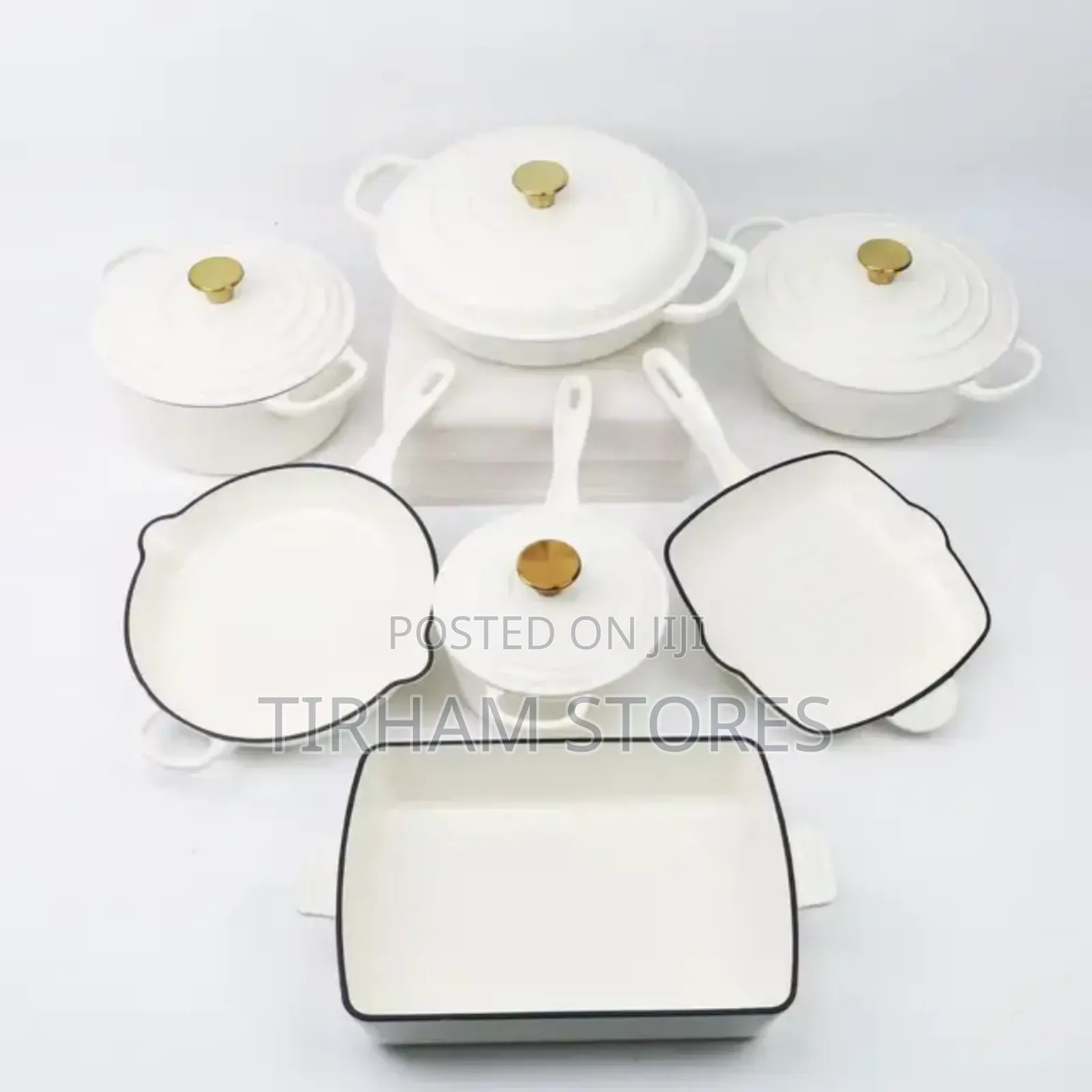 Enamel Cast Iron Pots Set of 7