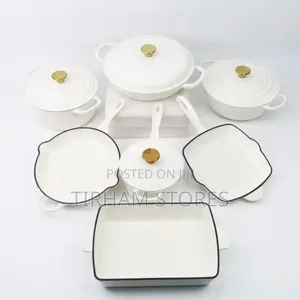 Enamel Cast Iron Pots Set of 7