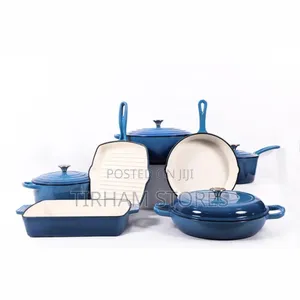 Enamel Cast Iron Pots Set of 7