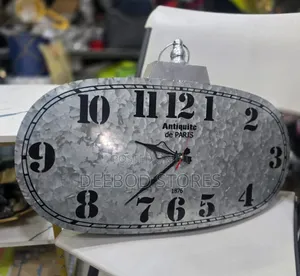 Metal Wall Clock Vintage Style "Antiquite De Paris" Oval Galvanized