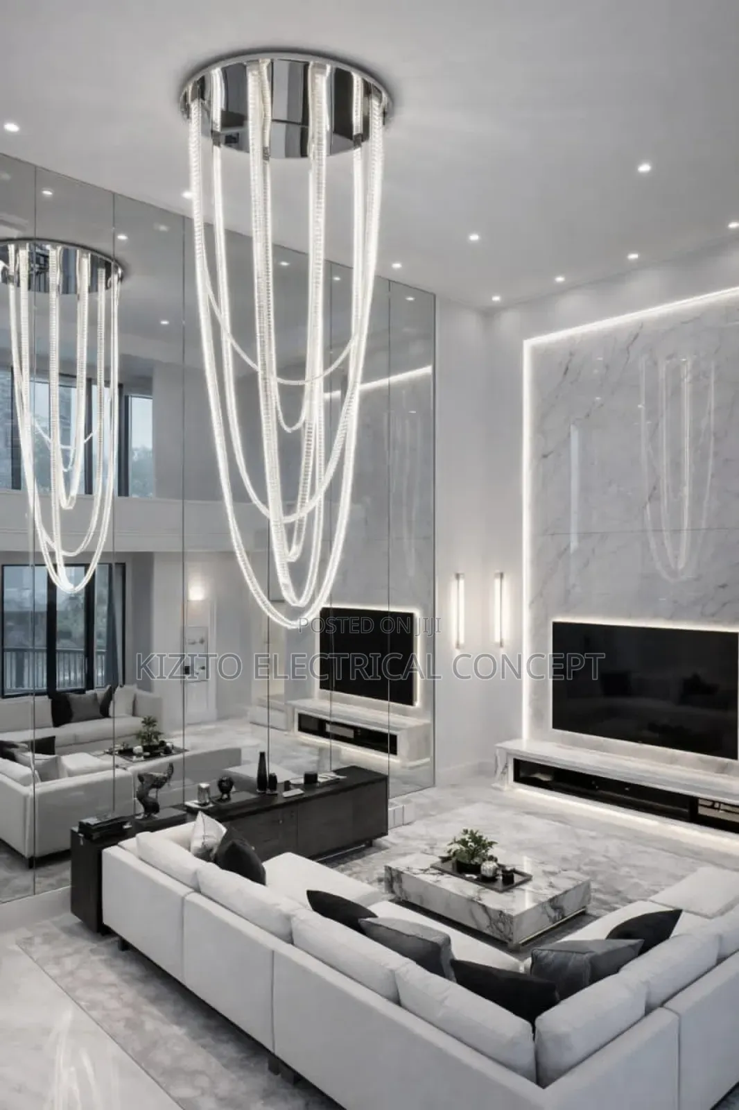 Led Belt Dropping Crystal Chandelier.