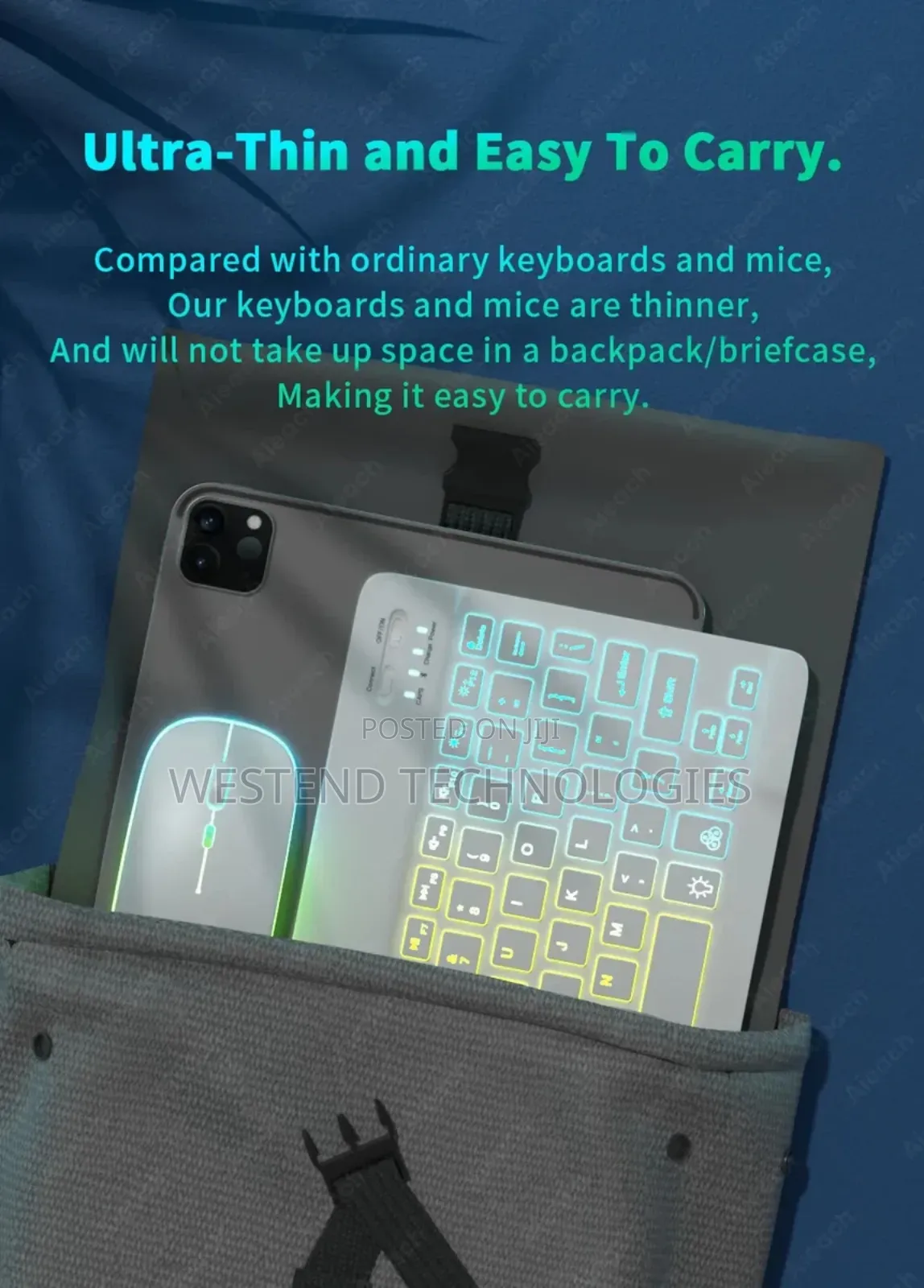Wireless Bluetooth Keyboard and Mouse Wit RGB Backlight for Phones Etc