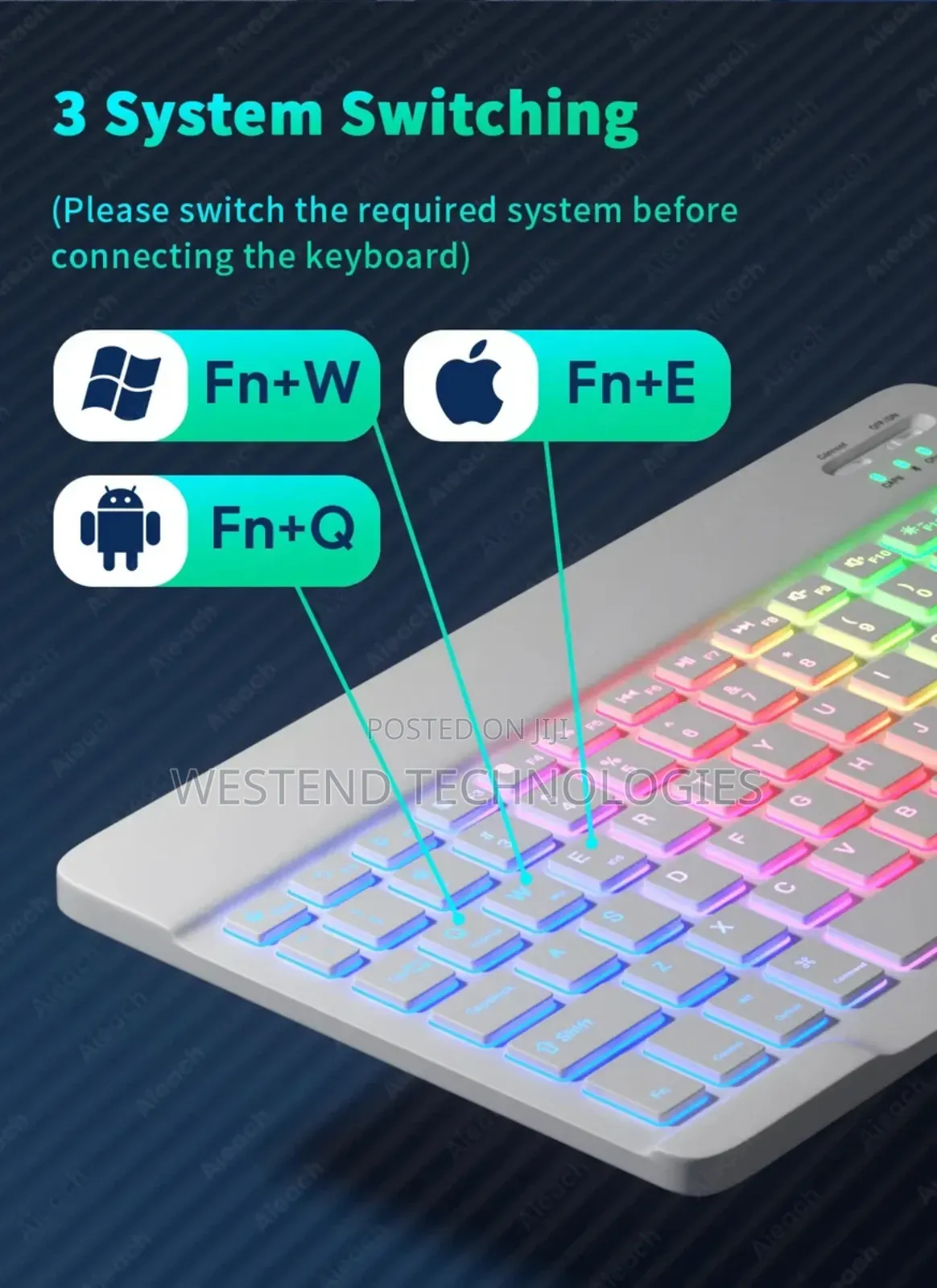 Wireless Bluetooth Keyboard and Mouse Wit RGB Backlight for Phones Etc