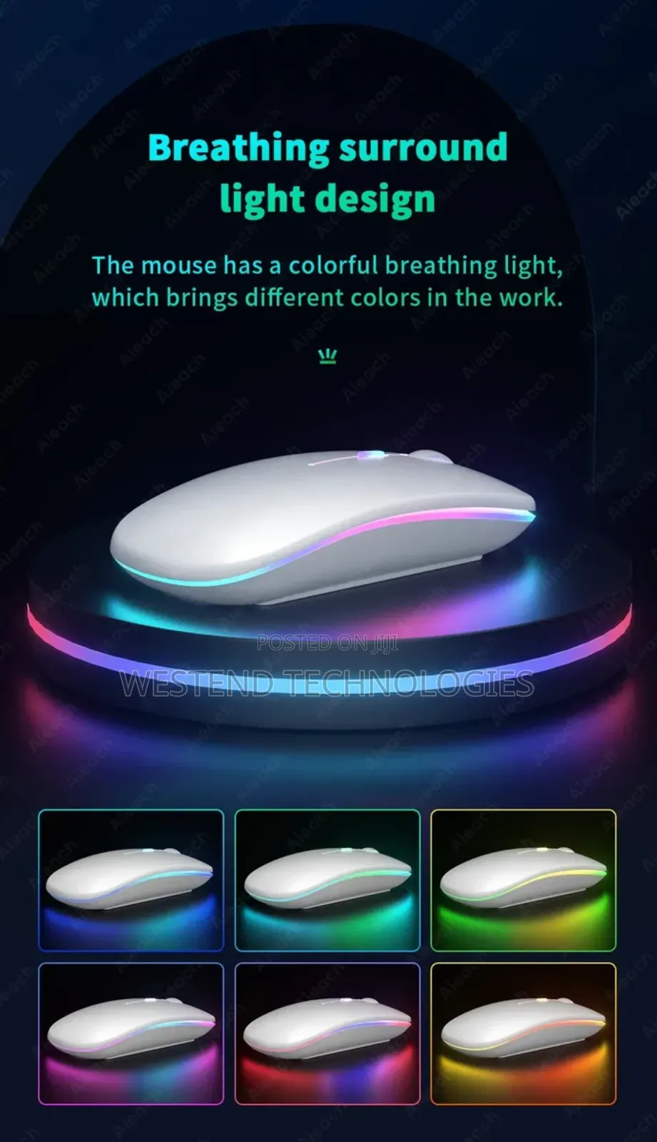 Wireless Bluetooth Keyboard and Mouse Wit RGB Backlight for Phones Etc