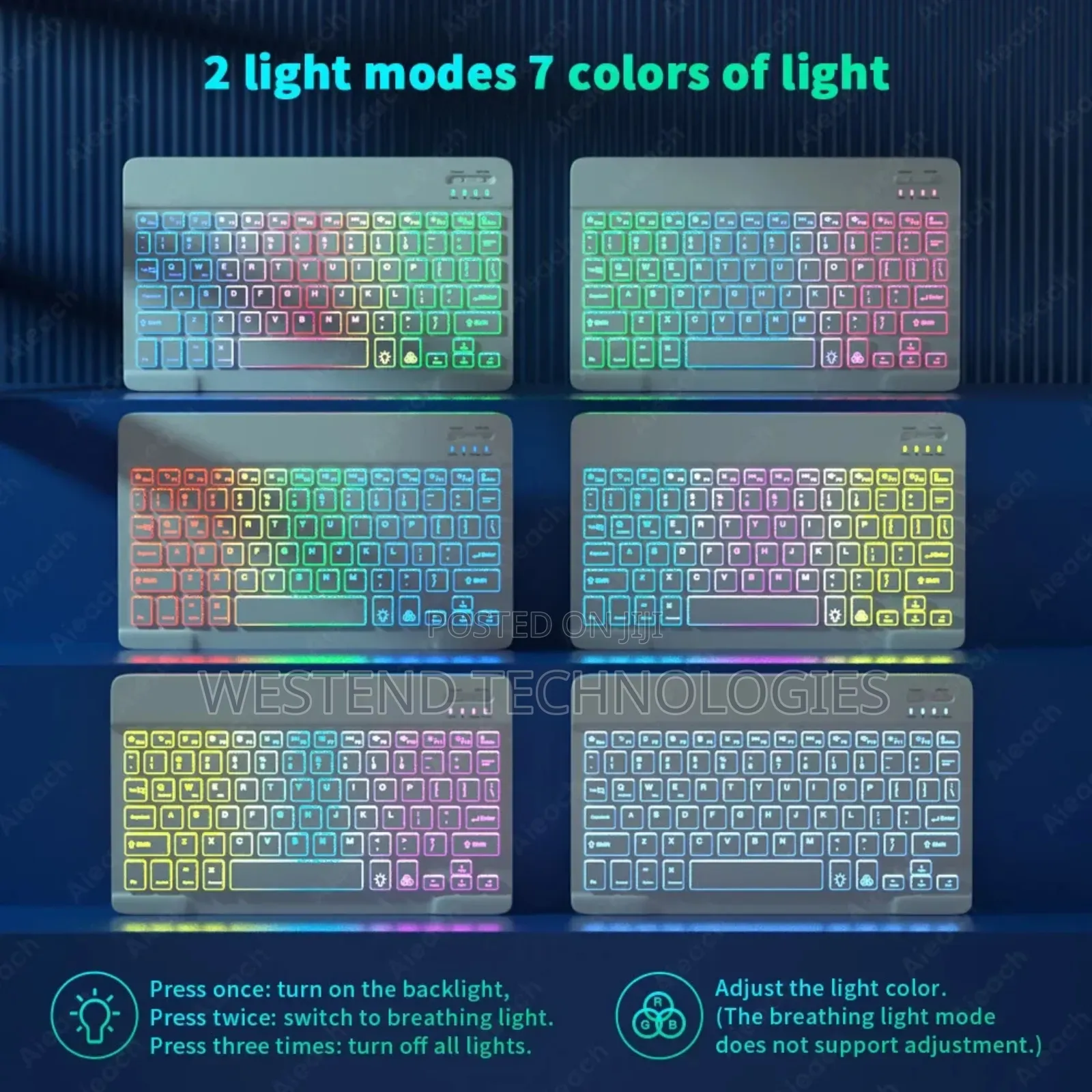 Wireless Bluetooth Keyboard and Mouse Wit RGB Backlight for Phones Etc