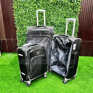 3-in-1 Black Travel Luggage Set With Spinner