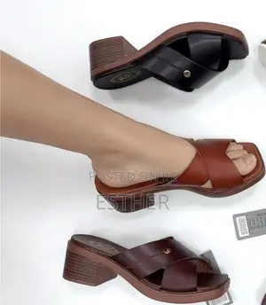 Cross-Belt Leather Slippers