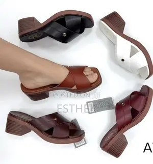 Cross-Belt Leather Slippers