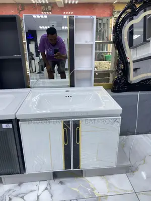 60 Cm PVC Hanging Cabinet With Mirror and Shelf