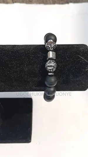 Natural Stone Matte Black Bead Bracelet