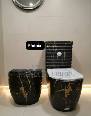 Coloured Executive Toilet Water Closet With Wall Hung Basin.