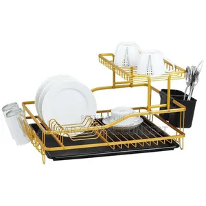 2 Tier Golden Plate Dish Rack