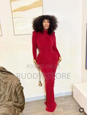 Mock Neck Padded Crossed Ruched Dress