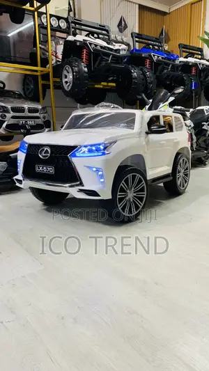 White Lexus 570 for Kids 1-7 With Remote Control and Bluetooth