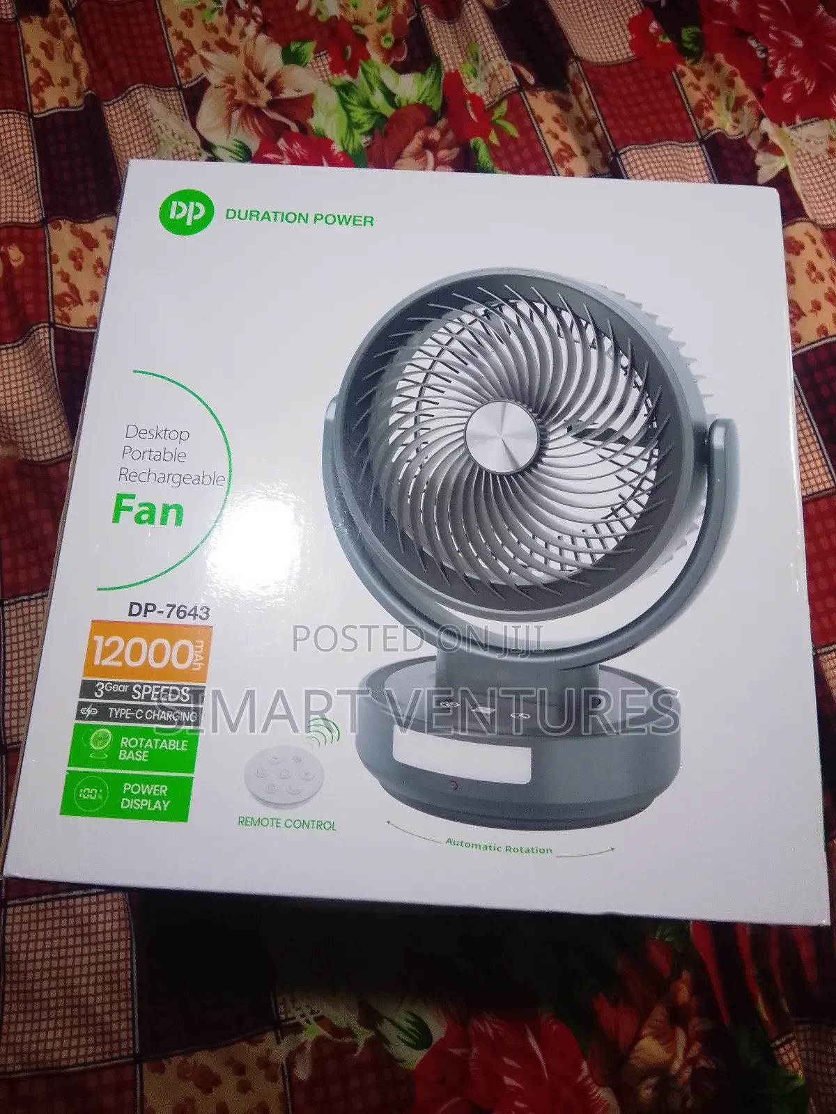 Remote Control Dp 7643 Desktop Rechargeable Fan