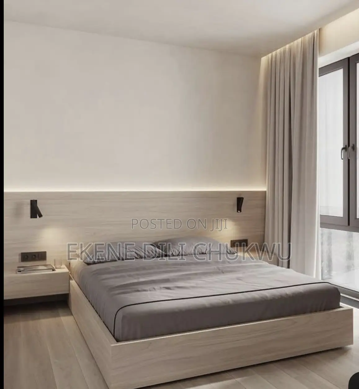 Modern Floating Platform Bed Frame With Led Headboard
