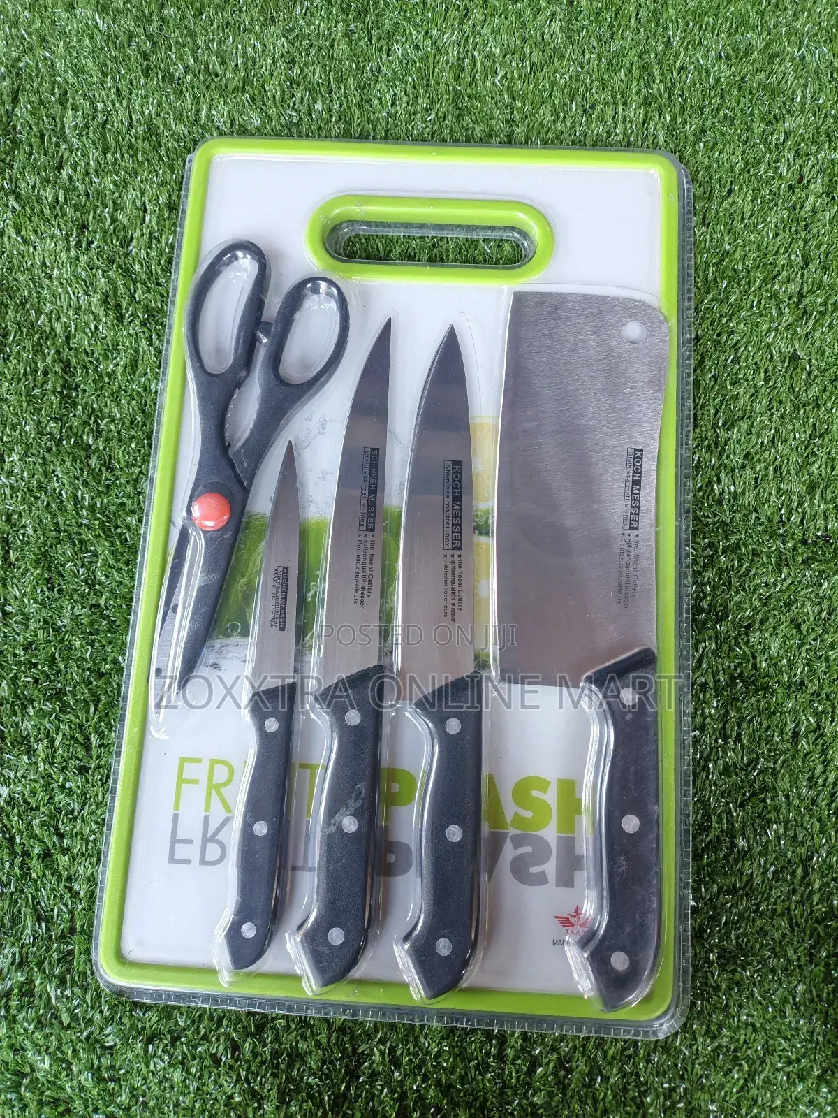 6pc Kitchen Knives, Scissors and Chopping Board Set