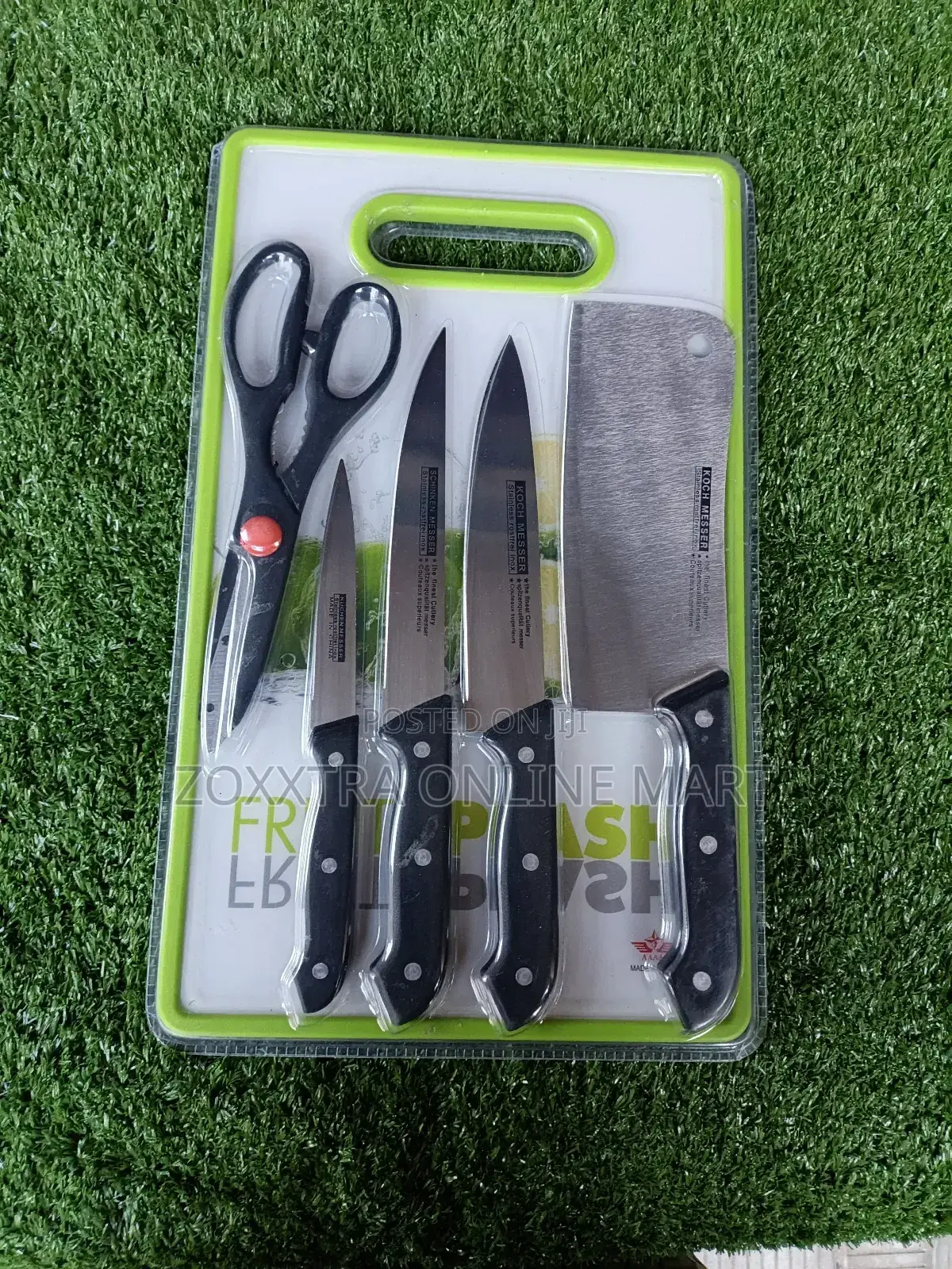 6pc Kitchen Knives, Scissors and Chopping Board Set