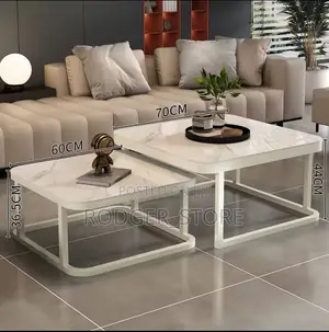 2in1 Square Marble / Tempered Glass Center Table