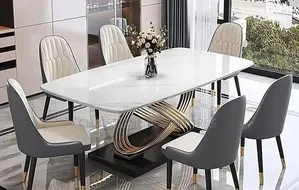 Beautiful Dining Table by 6 Seater Marble Top
