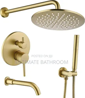 Round Brush Gold Conduit Shower