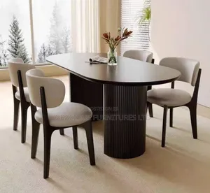 Modern Black Oval Dining Table by 6
