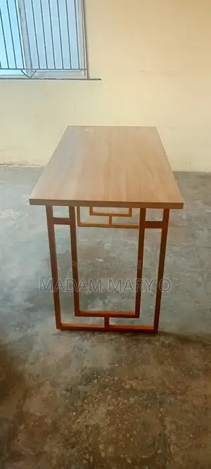 2 by 4 Modern Wood Gold Geometric Console / Work Table