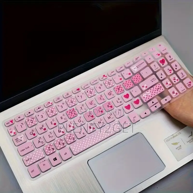 1 Silicone Waterproof Keyboard Case With Cute Bear and Heart Design