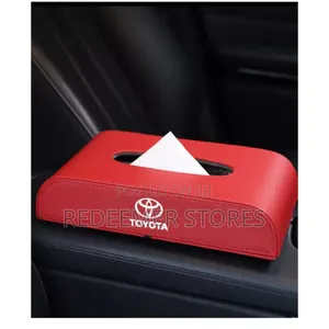 Red Leather Car Tissue Box Holder