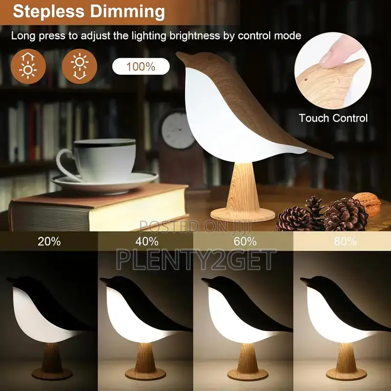 1pc Dimmable Bird Desk Lamp With Touch Control Cordless Table Lamp