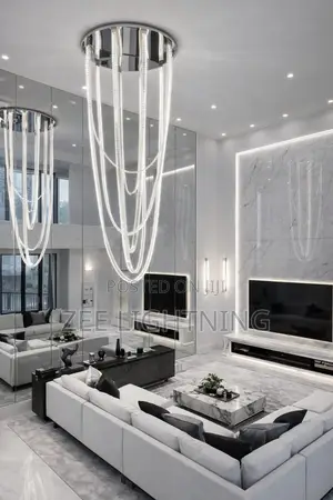 Led Long Crystal Chandelier for Void Parlor With Remote Control