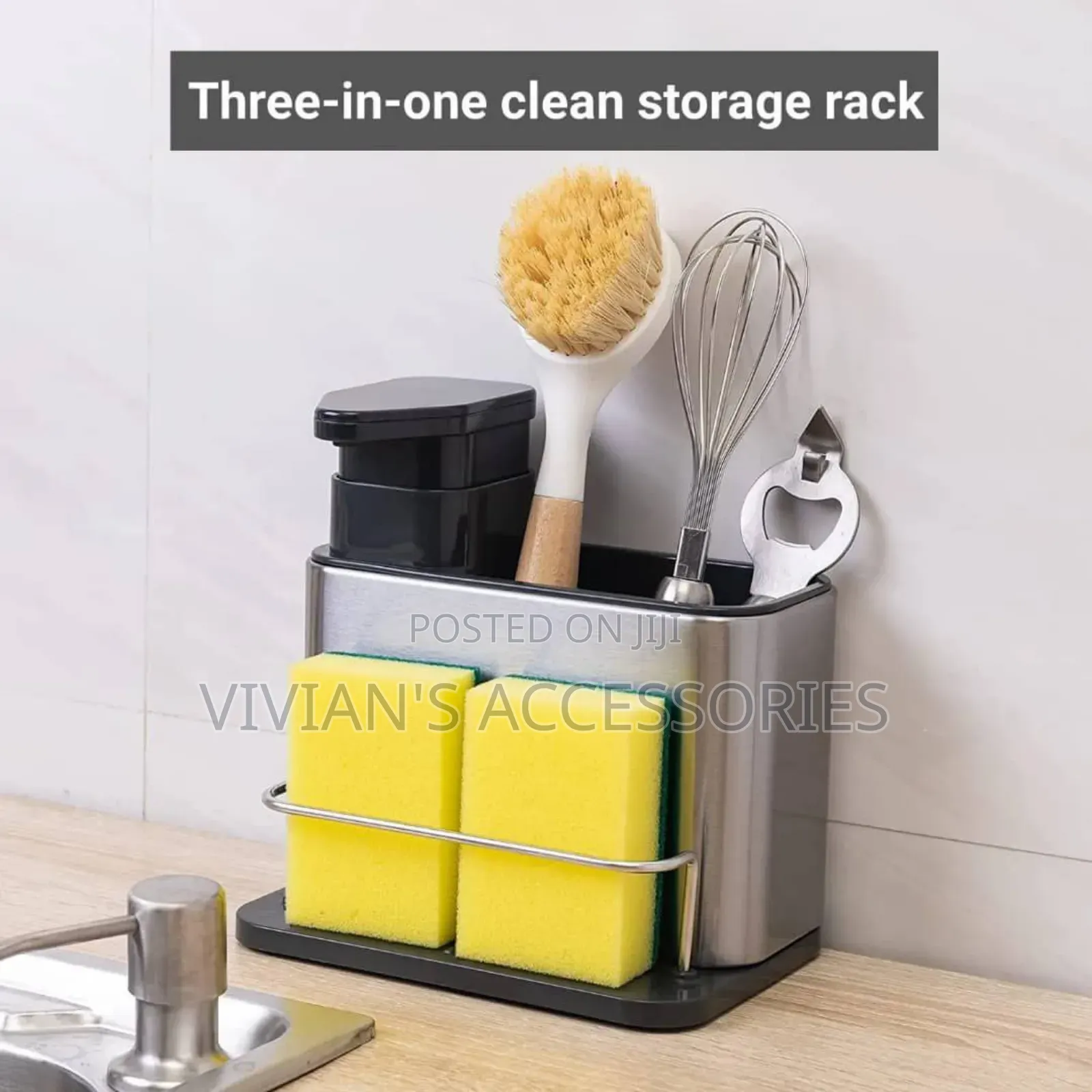 3in1 Multipurpose Soap Dispenser Sponge Holder.