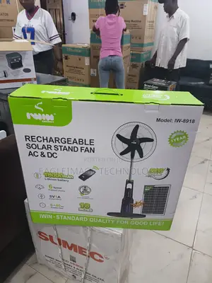 Iwin 18-Inch Rechargeable Fan With Solar Backup