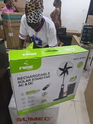 Iwin 18′′ Solar-Powered Cordless Fan