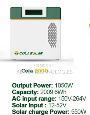 Cola Solar Generator 2kwh, 1kw Output Capacity