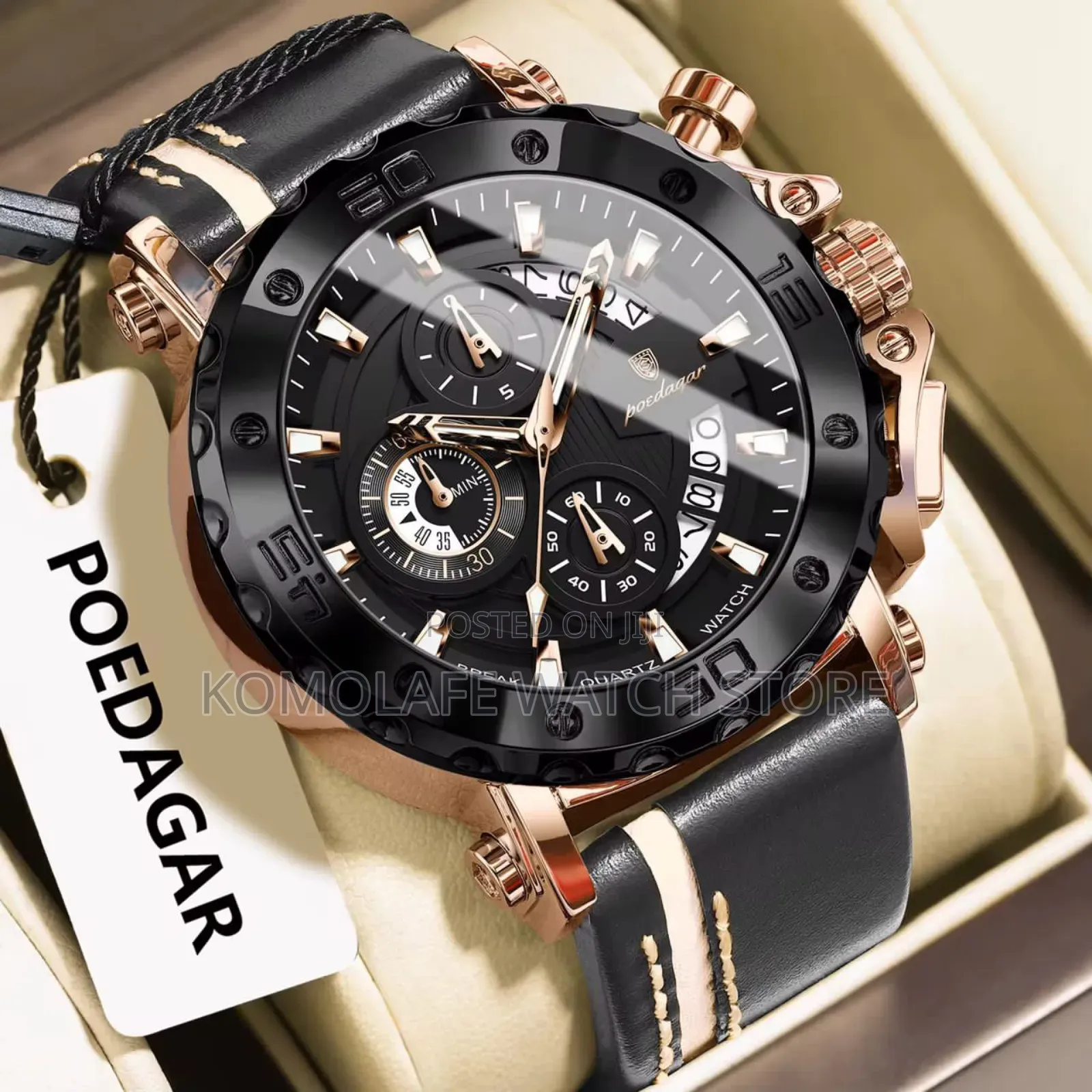 Poedagar Leather Chronograph