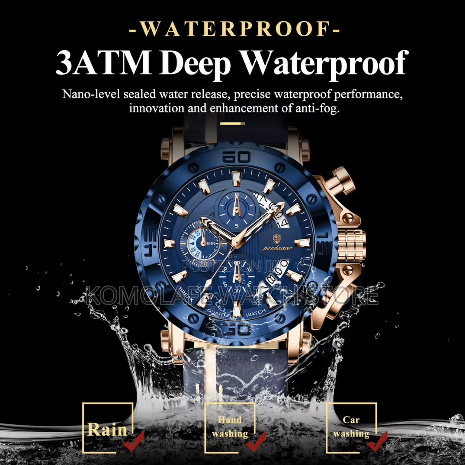 Poedagar Leather Chronograph