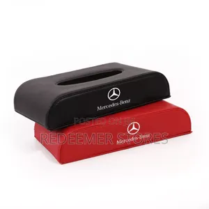 Black High Quality Leather Car Tissue Box Holder For Mercedes-benz