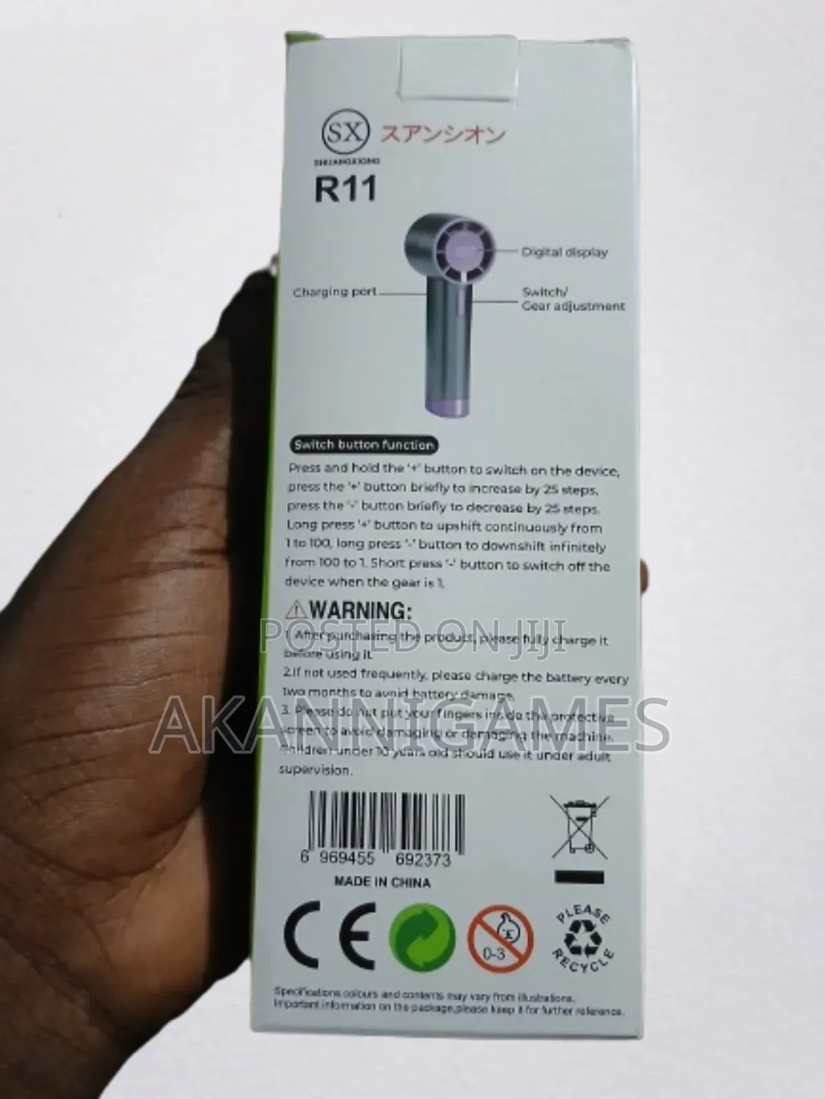 Rechargeable Handheld Fan – Digital Display, Long Battery Life