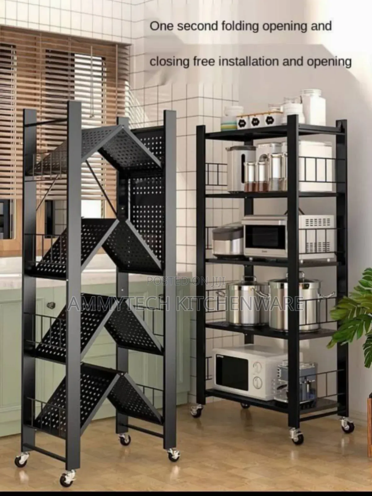 5 Layers Foldable Multifunctional Kitchen Shelf Rack