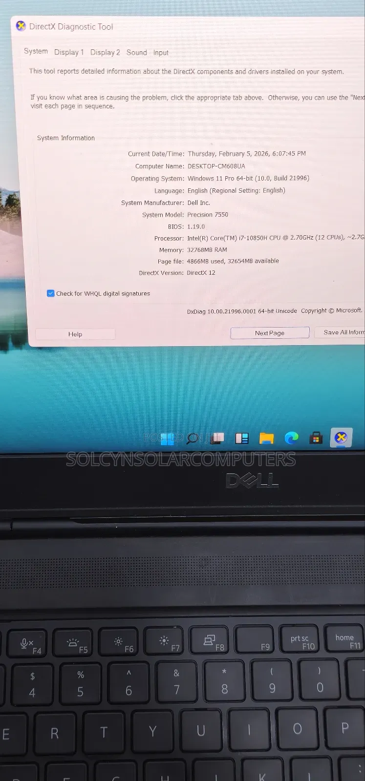 Laptop Dell Precision 7550 32GB Intel Core i7 SSD 512GB