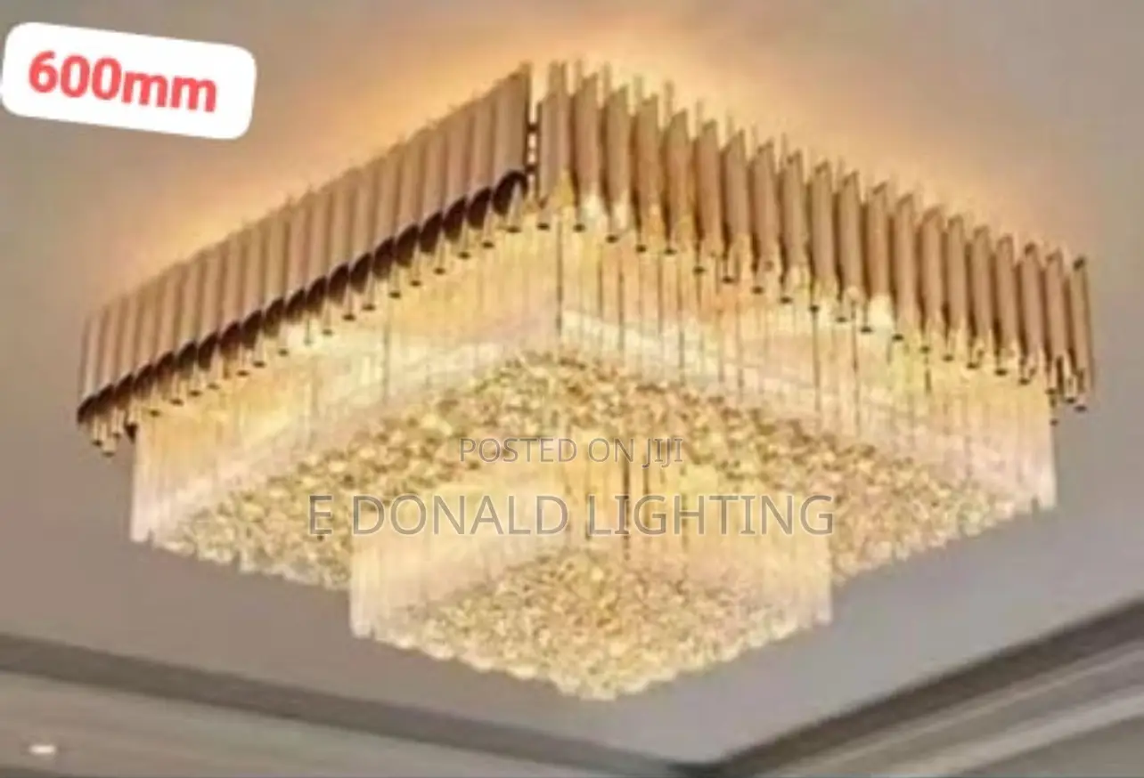 Circle and Square Crystal Flush Chandelier