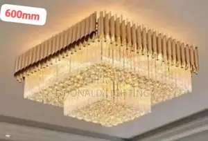 Circle and Square Crystal Flush Chandelier